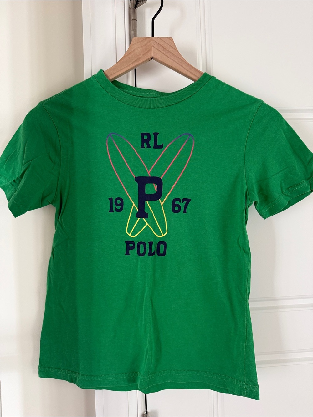 Polo by Ralph Lauren Green Kids Graphic Tee with Navy Lettering
